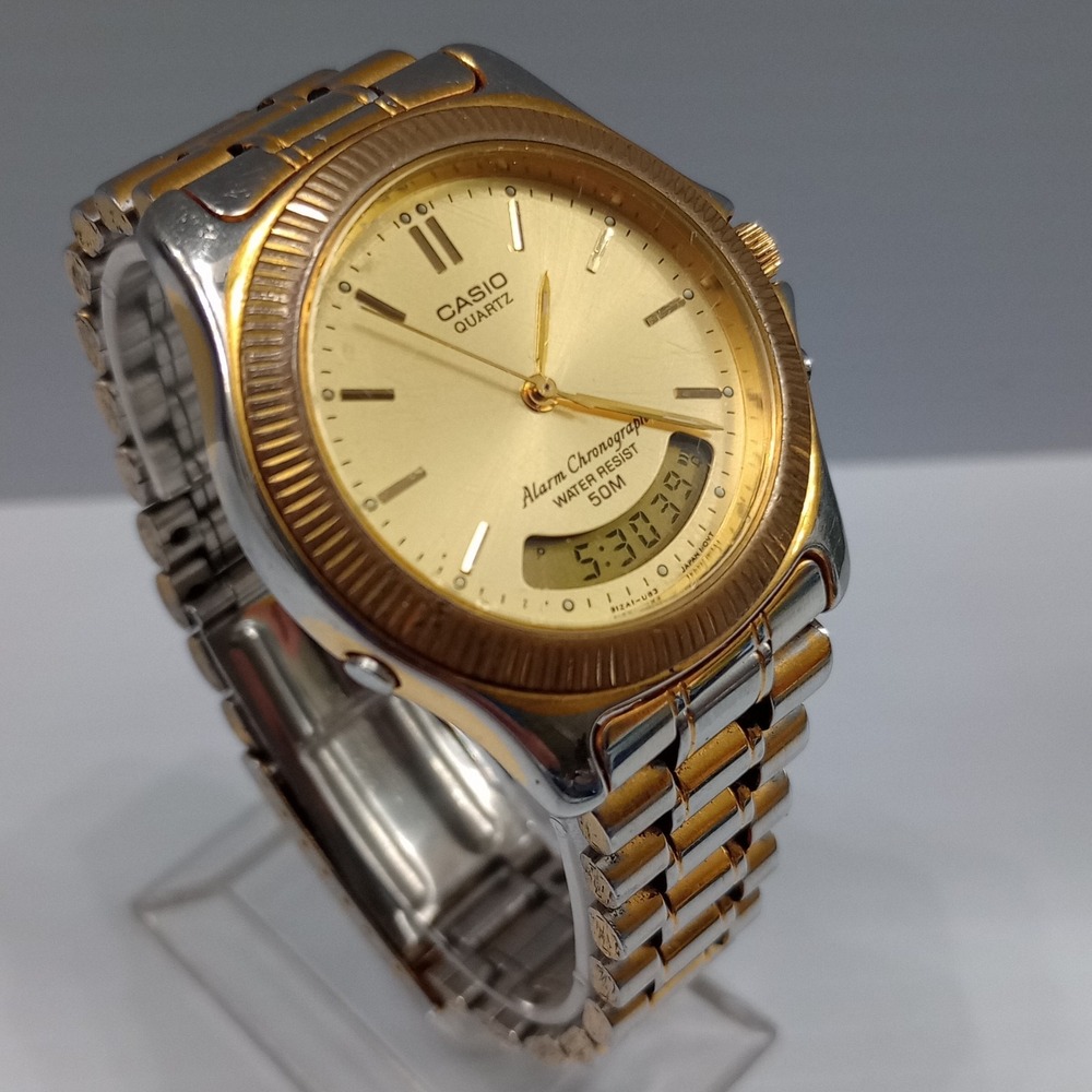 VTG Casio AQ-312W Two-Tone Analog + Digital 50M Watch New‎ Battery - Picture 2 of 13